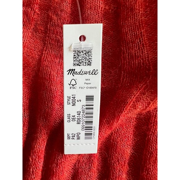 Madewell Womens Harry Sheer Ribbed Red Alpaca Long Sleeve Mockneck Sweater Small - Picture 8 of 14
